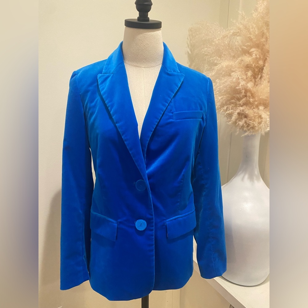 Peacock Blue Velvet Halston Heritage Jacket